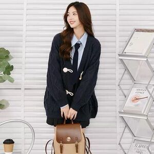 Navy blue knitted cardigan